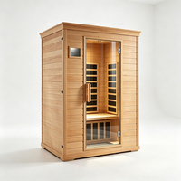 Sauna infrarouge en bois avec porte en verre trempé, pour spa intérieur, bien-être et relaxation à domicile