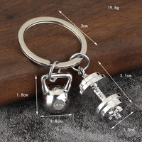 Porte-clés en alliage de zinc, moderne et simple, avec pendentif de sport en forme d'haltère, d'haltère kettlebell et de disque de poids, pour couple