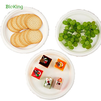 BioKing 100% Naturel Jetable Canne à Sucre Bagasse Restaurant Alimentaire Assiette de Service Pâte de Canne à Sucre Blanche Conteneur Alimentaire Plateau Fête DDP USA/Amérique