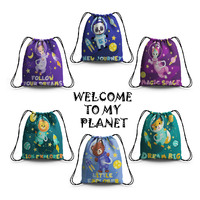 Sacs à cordon en polyester de conception spatiale, neufs, pour enfants, pour le rangement de bonbons, de collations, pour l'école, les fêtes