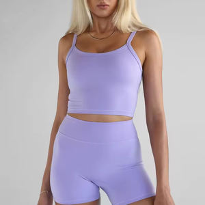 Conjunto de Ropa Deportiva de Yoga Personalizada para Mujer, Conjunto de Shorts de Ciclismo de Yoga, Conjuntos de 2 Piezas para Entrenamiento - Product Image 1