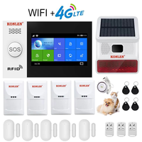 Système d'Alarme Sans Fil Tactile 4G Wi-Fi GSM pour Maison Anti-intrusion avec Détecteur PIR Immunisé aux Animaux, Sirène Solaire et Compatibilité Tuya Smart Life