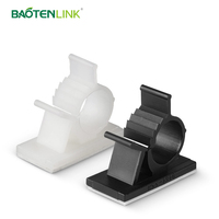 Organisateur de câbles mural rond en plastique blanc/noir de type R BAOTENG, clip de fixation pour câbles jusqu'à 10 mm de diamètre, pour la maison et le bureau
