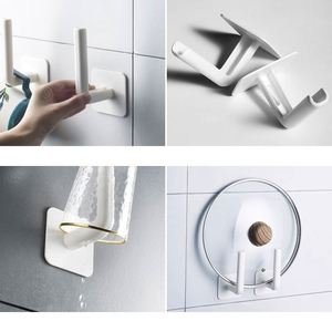 Round Self-Adhesive Wall Hangers Roll <b>Paper</b> Tissue Holder Pot Lid Hooks Foldable Hat Racks Keys Hanger <b>Kitchen</b> Tools - Product Image 4