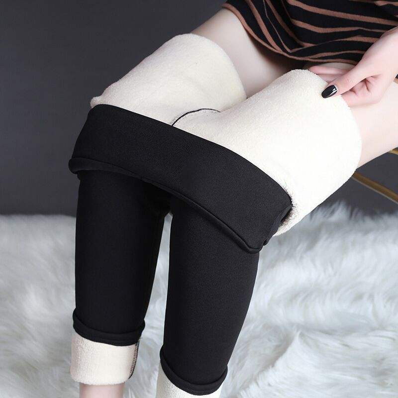 Autumn and Winter Women's High Waist Velvet Padded Stretch