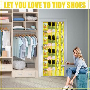 Organisateur de chaussures à suspendre sur la porte, 40 poches, en maille jaune, pour rangement dans le placard, type crochet antidérapant - Product Image 3
