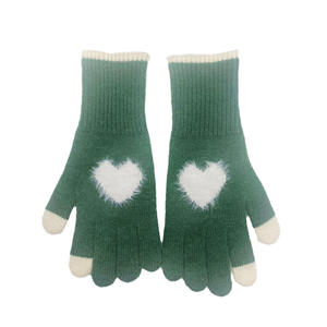 Bonito Rosto Coração Malha Luvas Inverno Macio Luvas Touchscreen Quente Windproof Luvas Térmicas para As Mulheres - Product Image 5