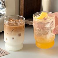 Gobelet en verre borosilicate transparent de 10 oz avec logo personnalisé, base à bulles, pour café glacé, jus froid, café, bar, restaurant - Vente en gros