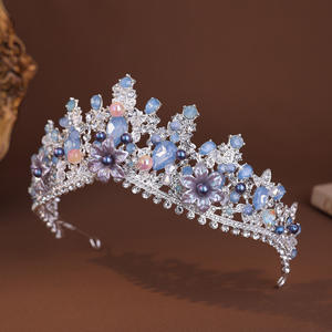 Mode cristal fait à la main diadèmes et couronnes <span class=keywords><strong>princesse</strong></span> reine diadèmes pour femmes mariée fête plage casque mariage cheveux accessoires - Product Image 5