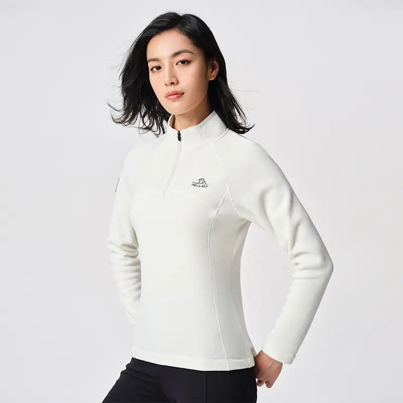 2024 marca moda ecológica mujer invierno chaqueta deportiva al aire libre 1/3 cremallera pulóver POLARTEC chaqueta de lana cálida