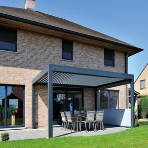 <span class=keywords><strong>Pergola</strong></span> de jardin en aluminium avec cadre en osier imperméable personnalisé, style pavillon et persiennes - Product Image 4