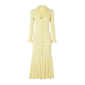 Großhandel Damenkleidung Mode Knopfleisten-Strickkleid Französisch Elegant Hochgeschnittenes Strickkleid mit Langen Ärmeln - Product Image 5