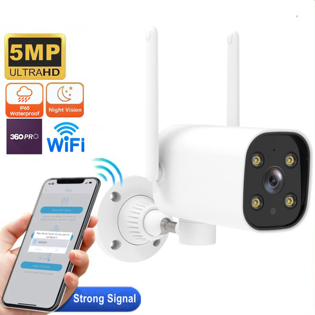 5MP Wireless IP CCTV Security Camera Waterproof PTZ Tilt 360 1080P Night Vision CMOS Sensor Memory Card Two-Way Audio