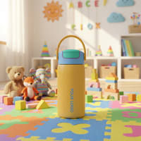 Bouteille pour enfants 14oz sans BPA à double paroi en acier inoxydable 304, avec embout à boire directement et couvercle à clapet avec paille 01753C1