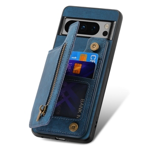 Funda de teléfono con ranuras para tarjetas y cremallera de piel Retro, funda a prueba de golpes para Google Pixel 8/8 <span class=keywords><strong>Pro</strong></span>, para Redmi 13C/Note 14, funda tipo billetera - Product Image 5