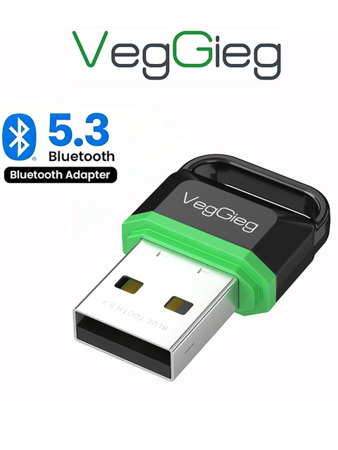 VegGieg OEM Wireless USB 5.3  Adapter 30M Long Range Drive-Free Plug and Play  Dongle for PC Laptop Headphone