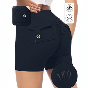Pantalones cortos deportivos de cintura alta Xiyin para mujer con bolsillos, pantalones de yoga y fitness grises, tallas S, M, L, 2XL, 3XL, 4XL, 5XL - Product Image 3