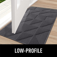 Tapis d'entrée lavable à profil bas, résistant à la saleté, gris, antidérapant, géométrique, pour intérieur
