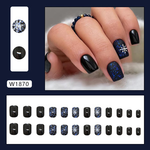 <span class=keywords><strong>Uñas</strong></span> Postizas Navideñas con Diseño Cuadrado, Material ABS, Color Negro, <span class=keywords><strong>Uñas</strong></span> Cortas para Usar, Arte de <span class=keywords><strong>Uñas</strong></span>, Manicura, <span class=keywords><strong>Festival</strong></span> - Product Image 2