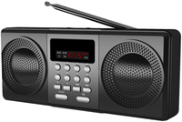 Radio eléctrica digital FM portátil, batería recargable, función de diente azul, pantalla de visualización, banda AM, USB, TF, RF, azul, USB, TF, RF, azul