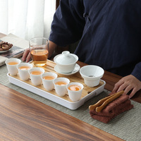 Ensemble de thé pour voyage, tasse à thé en céramique, pichet en verre, vaisselle en porcelaine blanche, service à thé traditionnel chinois Kung Fu, ensemble Gaiwan, pochette cadeau