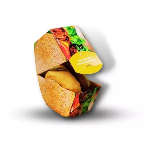 Yaratıcı paket servisi olan restoran ambalaj Kraft kağdı biyolojik olarak parçalanabilir tek kullanımlık karton özel Hamburger Burger yiyecek kutusu