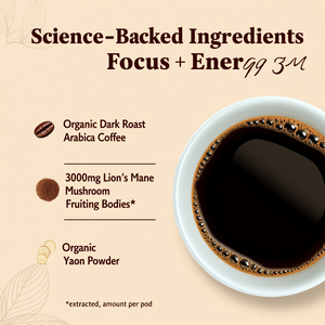 Café de cogumelo assado escuro orgânico K-Cups com Juba e <span class=keywords><strong>Yacon</strong></span> para foco e suporte imunológico Vegan Keto 24 Contagem - Product Image 3