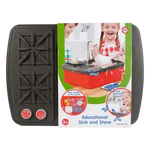 Shantou popolare giocattolo per bambini di plastica finta giocare set da cucina piatto di lavaggio lavandino con stufa set giocattolo premere per acqua