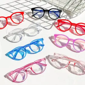 Retro Round Frame Kids Anti Blue Light Blocking Glasses Frames Clear Lens Computer Glasses For Children