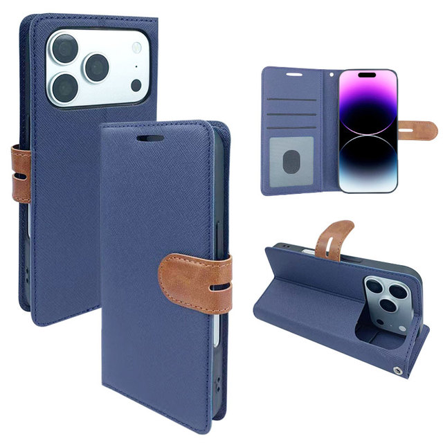 Wallet Flip Leather Phone Case for IPhone18/17Pro Cross Texture PU Leather Folio Protective Cover with Card Slots Cash Pocket