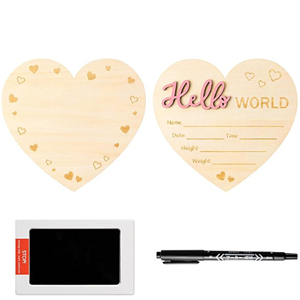Panneau d'<span class=keywords><strong>annonce</strong></span> de naissance en bois double face, cartes de jalons 3D en forme de cœur faites à la main <span class=keywords><strong>pour</strong></span> la décoration de la fête prénatale - Product Image 4