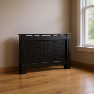 Copertura per Radiatore in MDF Nera 44.1x7.5x31.9 Pollici Rivestimento per Mobili - Product Image 2