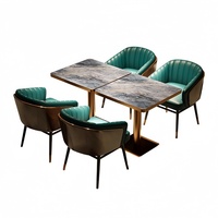 Ensemble table et chaises de restaurant moderne en bois massif et acier inoxydable avec plateau de table robuste facile à nettoyer, mobilier de salle à manger commercial