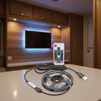 Ruban LED 5050 RGB avec télécommande 3 touches, 24 touches ou 44 touches, lumière néon USB colorée pour décoration d'arrière-plan TV et éclairage domestique