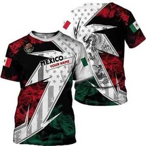 Maglietta 3D con Bandiera del Messico, Nome Personalizzato, Effetto Fumo, Maglietta Orgoglio Messicano - Product Image 1