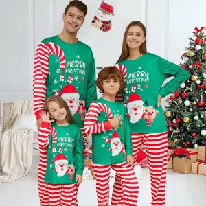 2024 nouveau dessin animé mignon noël imprimé famille correspondant tenues à manches longues pyjamas ensemble