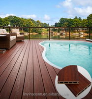 Planches de terrasse WPC co-extrudées contemporaines antidérapantes et imperméables pour extérieur, sur mesure, OEM ODM, pour villas et piscines