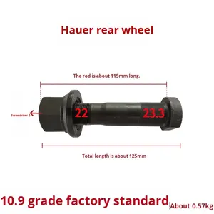 Sinotruk Howo HOWO2197 boîtier d'essieu d'ingénierie vis de pneu avant arrière en acier boulons de moyeu de roue 23mm d'épaisseur haute résistance 10.9 Grade - Product Image 2