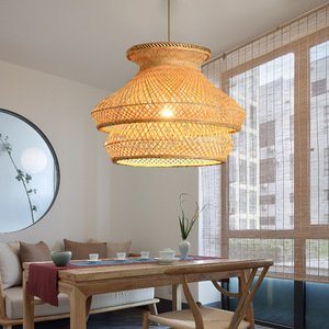 โคมไฟแขวนไม้ไผ่สไตล์จีนทรงกลม E27 หลอดไส้ ไฟตกแต่งบ้าน ดีไซน์เรียบง่ายสไตล์เซน - Product Image 2