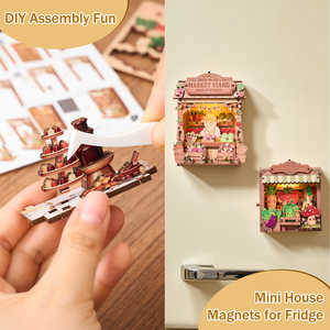 Kit de Magnets de Réfrigérateur Personnalisables DIY Écologiques, <span class=keywords><strong>Mini</strong></span> Coin Livre, Puzzle en Bois 3D à Motifs Animaux, Décoration d'Intérieur, Cadeau Souvenir Créatif - Product Image 3