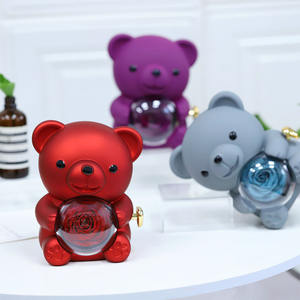 TC高級ネックレスリング引き出しジュエリーボックスベアハートハグプリザーブドローズフラワーバレンタインデー母の日ギフト回転式ベアボックス - Product Image 4