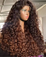 15A T Marron # Perruque Lace Front Bouclée Profonde 30 P4/27 Pré-Pluckée en Cheveux Humains Brésiliens Remy Vierges pour Femmes