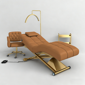 Table de massage moderne en cuir PU blanc avec cadre métallique réglable et appui-tête intégré pour salon de beauté et spa - Product Image 3