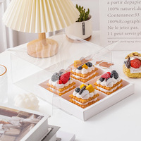 Boîte à gâteau carrée blanche jetable et recyclable, style dossier, en carton, emballage de boulangerie avec fenêtre transparente, qualité alimentaire, personnalisable