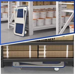 फोल्डेबल मेटल प्लेटफॉर्म ट्रॉली 330lb प्लेटफॉर्म ट्रक रोलिंग फ्लैटबेड के लिए पुश कार्ट डोली को धक्का देना - Product Image 4