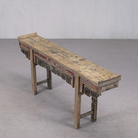 Traditioneller Massivholz-Geschnitzter Altartisch Konsole mit Distressed-Finish Handgefertigte Wabi-Sabi Umweltfreundliche Möbel für Wohnzimmer und Zuhause