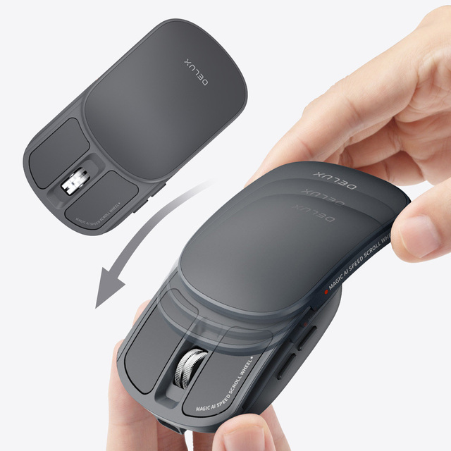 DeLUX MF20 Optical Sensor Folding Mouse Ultra-thin Mini Portable Wireless for Adapter Rechargeable iPad for Silent