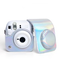 Casing penutup kamera tas kulit PU Lridescent untuk Fujiflim Instax Mini 12 tas bahu kamera instan
