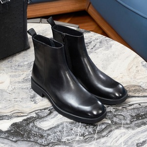 Botas Chelsea de Punta Cuadrada para Hombre, Primavera Verano, Estilo Británico Retro, con Cordones, Suela Gruesa, Hechas a Mano, Botas Cortas de Caña Alta, Antideslizantes y Transpirables - Product Image 4