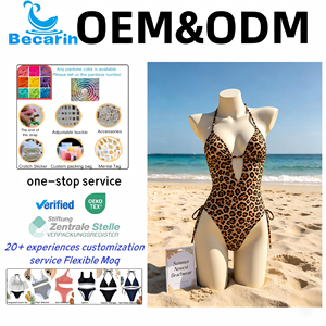 Summer Newest Beachwear Custom Leopard Print Bikini One Piece Swimwear Brazilian Thong Bikini Set Women Custom Swimwear - Product Image 1